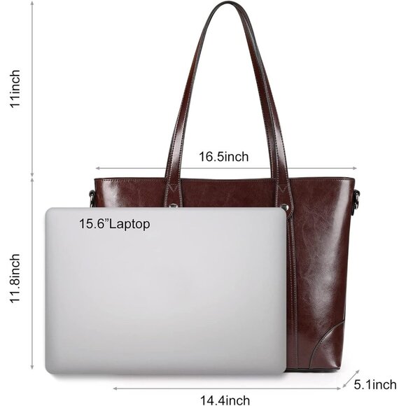 S-zone Women's Coffee Office 15.6 Inch Designer Cross Body Shoulder Handbag - Picture 5 of 6